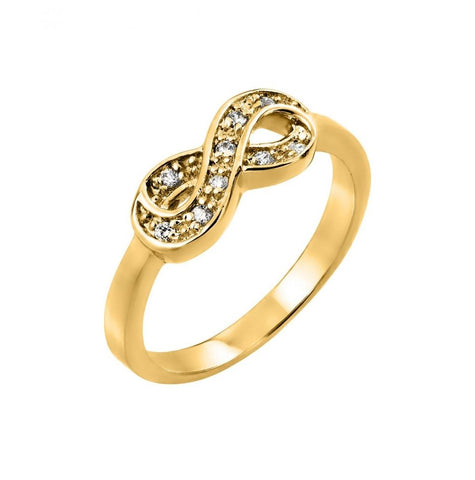 .925 Sterling Silver Gold Plated Clear Cz Mini Infinity Ring, <b>size: 5</b>