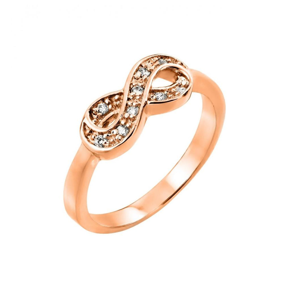 .925 Sterling Silver Rose Gold Plated Clear Cz Mini Infinity Ring, <b>size: 5</b>