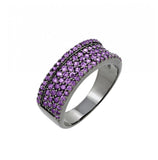 .925 Sterling Silver Rhodium Plated Purple Pave Set Cz Half Ring, <b>size: 5</b>