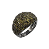 .925 Sterling Silver Oxidized Rhodium Plated Green Micro Pave Set Cz Dome Ring, <b>size: 5</b>