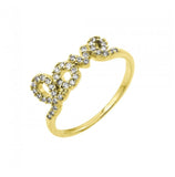 .925 Sterling Silver Gold Plated Clear Cz Love Ring, <b>size: 5</b>