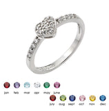 .925 Sterling Silver Rhodium Plated Clear Inlay Cz Birthstone Heart Ring , <b>size: 5</b>