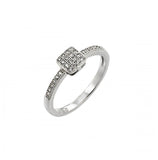 .925 Sterling Silver Rhodium Plated Clear Inlay Cz Square Ring, <b>size: 5</b>