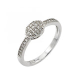 .925 Sterling Silver Rhodium Plated Clear Inlay Cz Oval Ring, <b>size: 5</b>