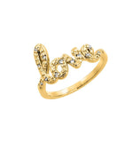 .925 Sterling Silver Gold Plated Clear Cz Love Ring, <b>size: 5</b>