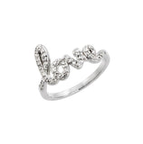 .925 Sterling Silver Rhodium Plated Clear Cz Love Ring, <b>size: 5</b>