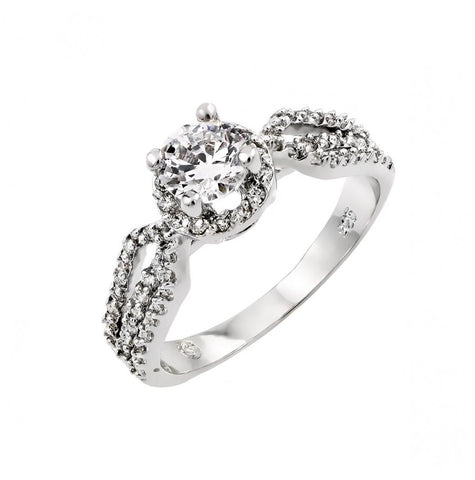 .925 Sterling Silver Rhodium Plated Clear Cz Bridal Engagement Ring, <b>size: 5</b>