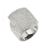 .925 Sterling Silver Rhodium Plated Micro Pave Clear Cz Square Ring, <b>size: 5</b>