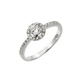 .925 Sterling Silver Rhodium Plated Clear Round Cz Bridal Ring, <b>size: 5</b>