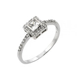 .925 Sterling Silver Rhodium Plated Clear Square Cz Ring, <b>size: 5</b>