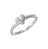 .925 Sterling Silver Rhodium Plated Heart Plain Ring, <b>size: 5</b>