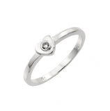 .925 Sterling Silver Rhodium Plated Single Clear Cz Heart Ring, <b>size: 5</b>