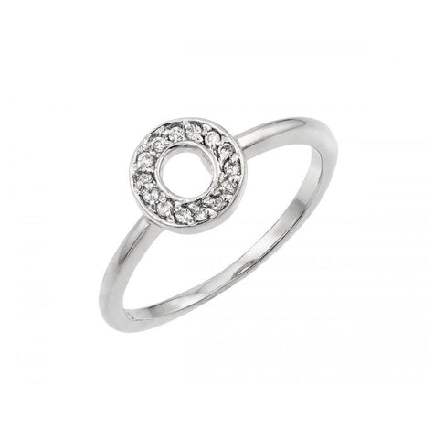 .925 Sterling Silver Rhodium Plated Pave Set Clear Cz Open Circle Ring, <b>size: 5</b>