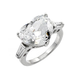 .925 Sterling Silver Rhodium Plated Larger Clear Cz Heart Ring, <b>size: 5</b>