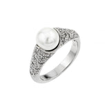 .925 Sterling Silver Rhodium Plated Synthetic Pearl Ring, <b>size: 5</b>