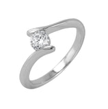 .925 Sterling Silver Rhodium Plated Single Cz Plain Ring, <b>size: 5</b>