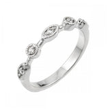 .925 Sterling Silver Rhodium Plated Multi Shaped Clear Cz Ring, <b>size: 5</b>