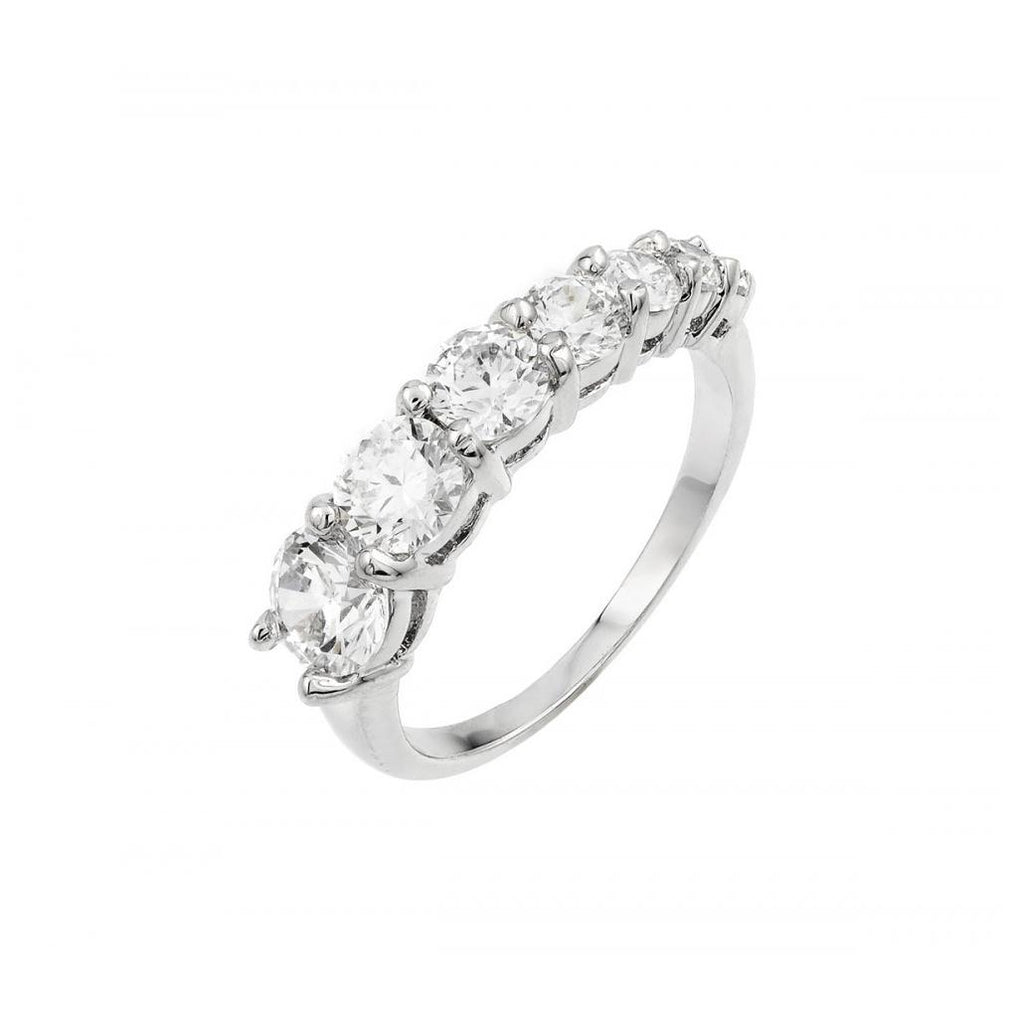 .925 Sterling Silver Rhodium Plated Graduated Cz Ring, <b>size: 5</b>