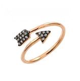 .925 Sterling Silver Black Rhodium & Gold Plated 2 Toned Clear Cz Arrow Ring, <b>size: 5</b>