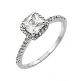 .925 Sterling Silver Rhodium Plated Clear Cz Square Ring, <b>size: 5</b>