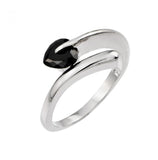 .925 Sterling Silver Rhodium Plated Black Cz Ring, <b>size: 5</b>