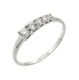 .925 Sterling Silver Rhodium Plated 5 Stone Set Clear Cz Graduating Ring, <b>size: 5</b>