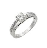 .925 Sterling Silver Rhodium Plated Clear Round Center Cz Bridal Ring, <b>size: 5</b>