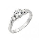 .925 Sterling Silver Rhodium Plated 3 Stone Set Cz Past Present Future Curved Ring, <b>size: 5</b>