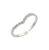 .925 Sterling Silver Rhodium Plated Clear Inlay Cz Chevron Ring, <b>size: 5</b>