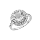 .925 Sterling Silver Rhodium Plated Clear Center & Cluster Cz Ring, <b>size: 5</b>