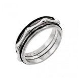 .925 Sterling Silver Rhodium & Black Rhodium Plated 2 Toned Bone Eternity Ring, <b>size: 5</b>