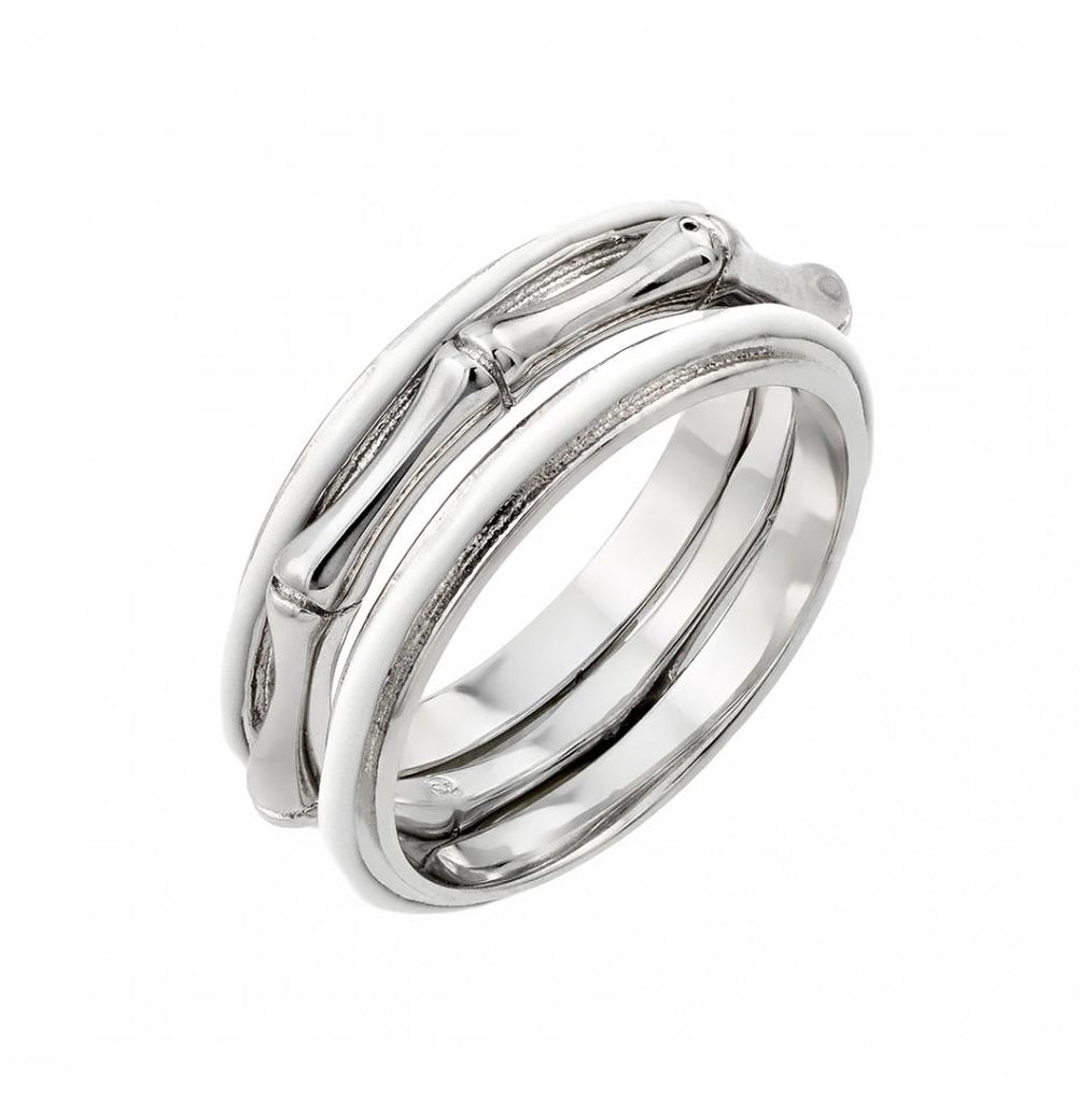 .925 Sterling Silver Rhodium Plated Bone Eternity Ring, <b>size: 5</b>