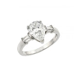 .925 Sterling Silver Rhodium Plated Clear Teardrop Cz Ring, <b>size: 5</b>