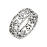 .925 Sterling Silver Rhodium Plated Eternity Rope 4 Cz Cluster Ring, <b>size: 5</b>