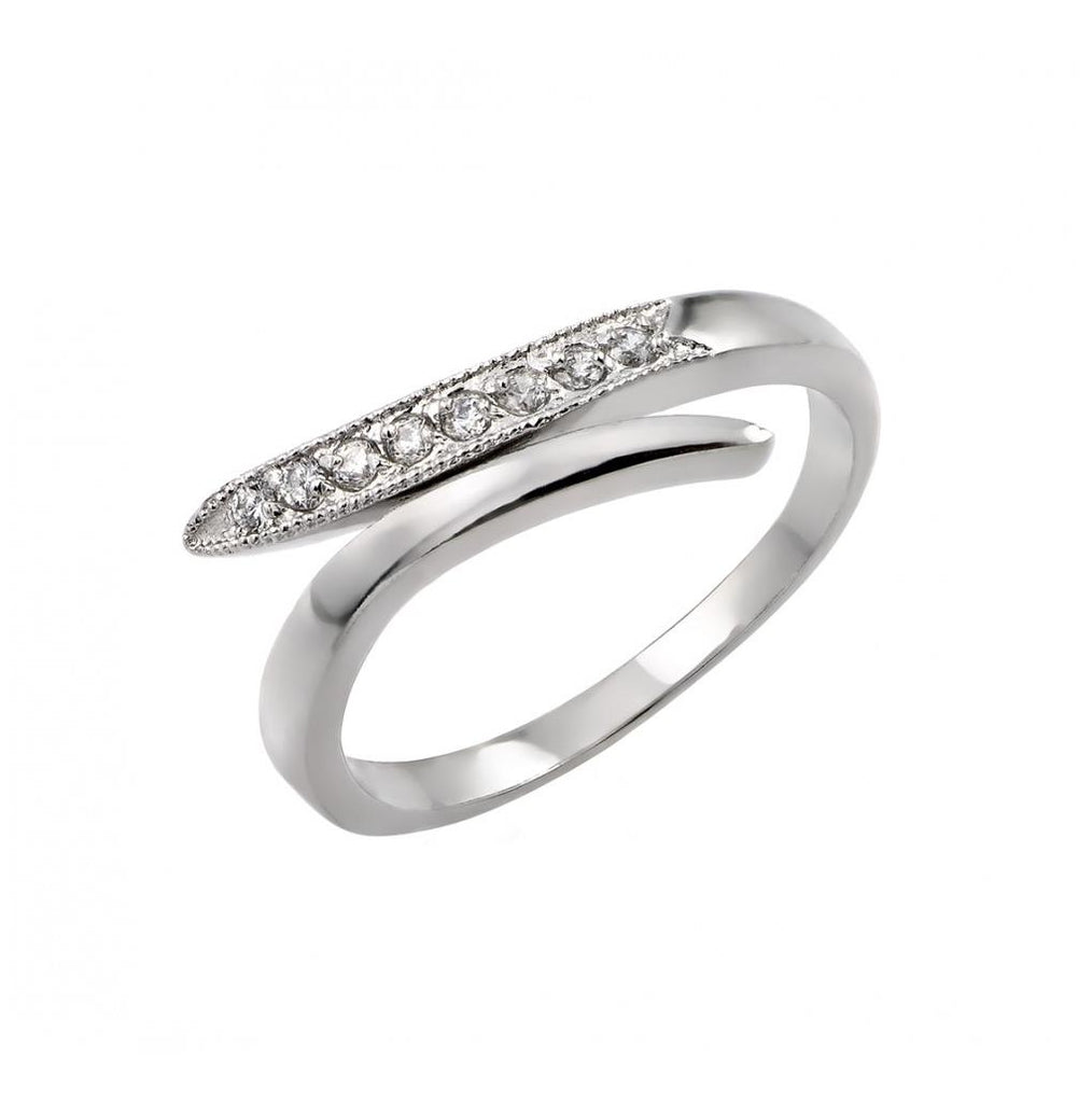 .925 Sterling Silver Rhodium Plated Cz Split Ring, <b>size: 5</b>