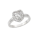 .925 Sterling Silver Rhodium Plated Clear Cz Heart Ring, <b>size: 5</b>