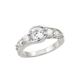 .925 Sterling Silver Rhodium Plated Clear Round Cz Single Row Ring, <b>size: 5</b>