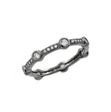 .925 Sterling Silver Oxidized Rhodium Plated Round Clear Cz Eternity Ring, <b>size: 5</b>