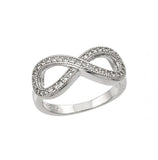 .925 Sterling Silver Rhodium Plated Clear Pave Set Cz Infinity Ring, <b>size: 5</b>