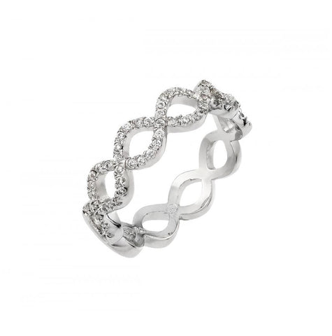 .925 Sterling Silver Rhodium Plated Infinity Eternity Ring, <b>size: 5</b>