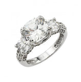 .925 Sterling Silver Rhodium Plated Past Present Future Square Cz Ring, <b>size: 5</b>