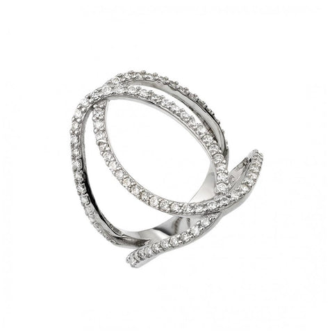 .925 Sterling Silver Rhodium Plated Interlace Ring, <b>size: 5</b>