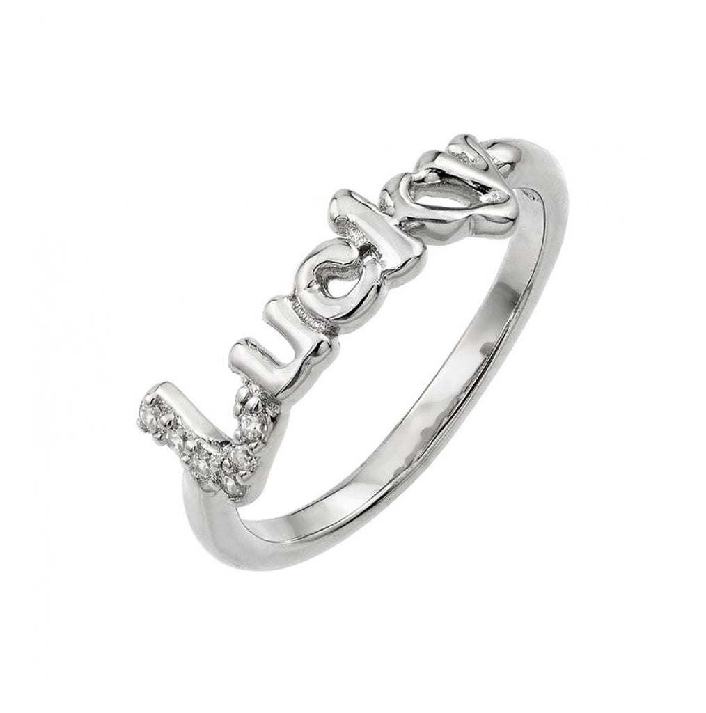 .925 Sterling Silver Rhodium Plated Lucky Ring, <b>size: 5</b>