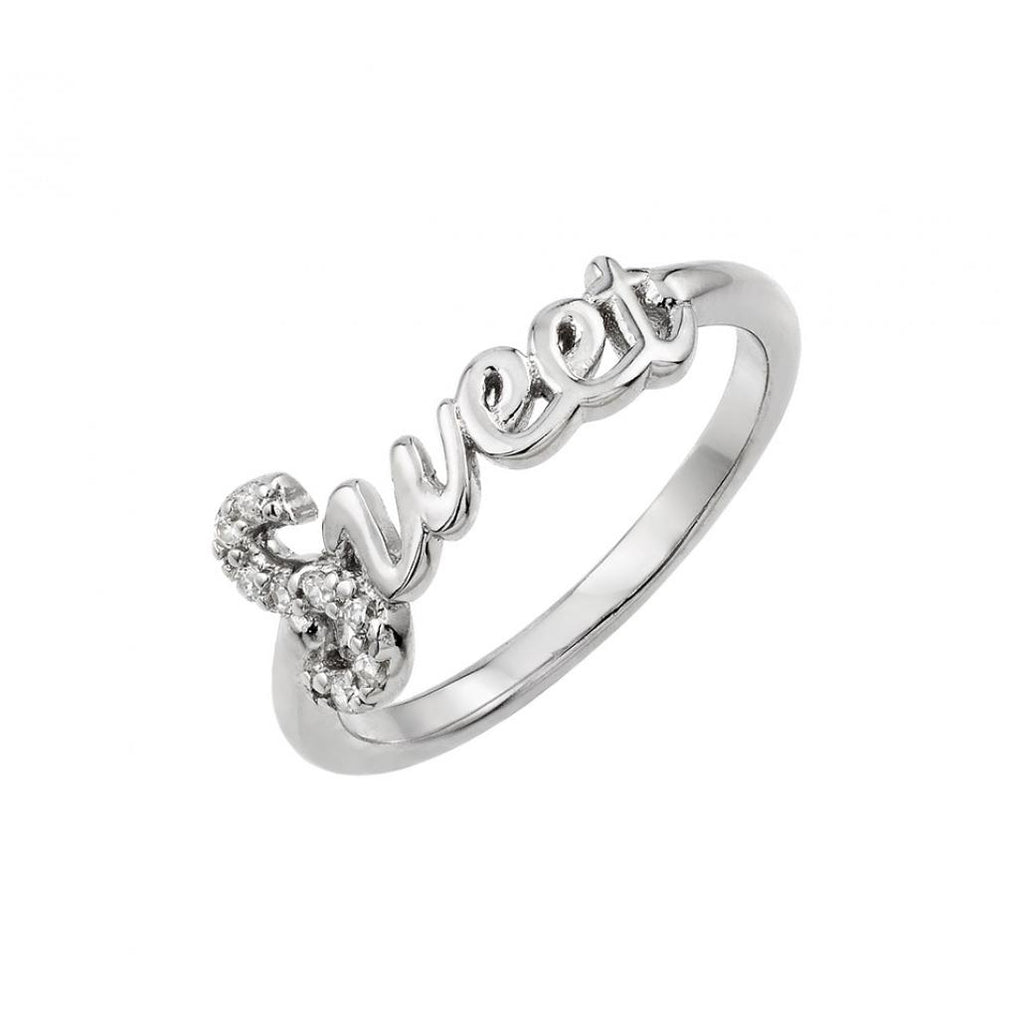 .925 Sterling Silver Rhodium Plated Sweet Ring, <b>size: 5</b>
