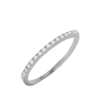 .925 Sterling Silver Rhodium Plated Half Clear Pave Set Cz Ring, <b>size: 5</b>