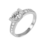 .925 Sterling Silver Rhodium Plated Cz Ring, <b>size: 5</b>