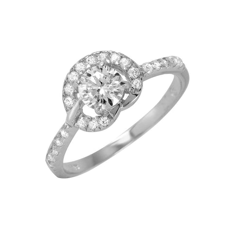 .925 Sterling Silver Rhodium Plated Cz Ring, <b>size: 5</b>