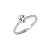 .925 Sterling Silver Rhodium Plated Plain Cz Ring, <b>size: 5</b>