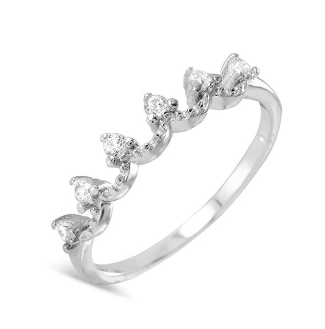 .925 Sterling Silver Rhodium Plated Open Adjustable Cz Ring, <b>size: 5</b>