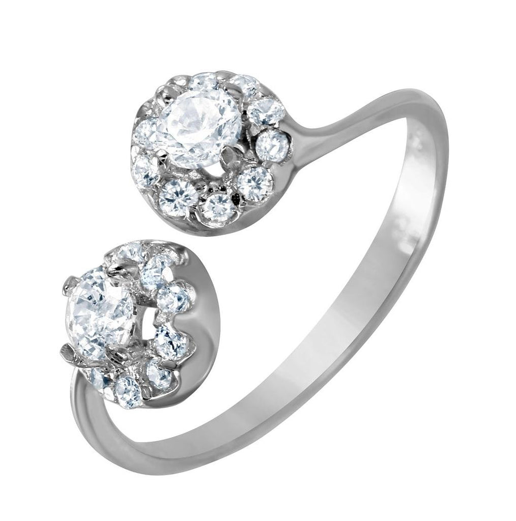 .925 Sterling Silver Rhodium Plated Cz Open Ring, <b>size: 5</b>